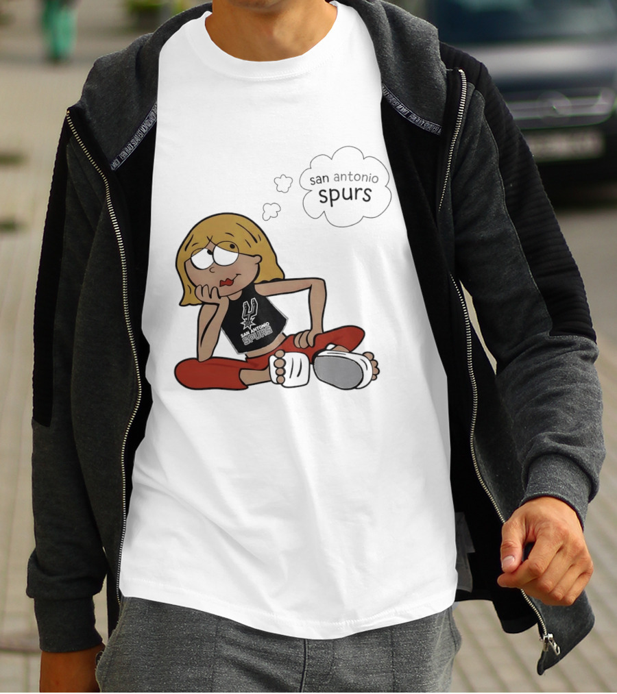San Antonio Spurs Cartoon Blonde Girl Thought Bubble Daydreaming T-Shirt