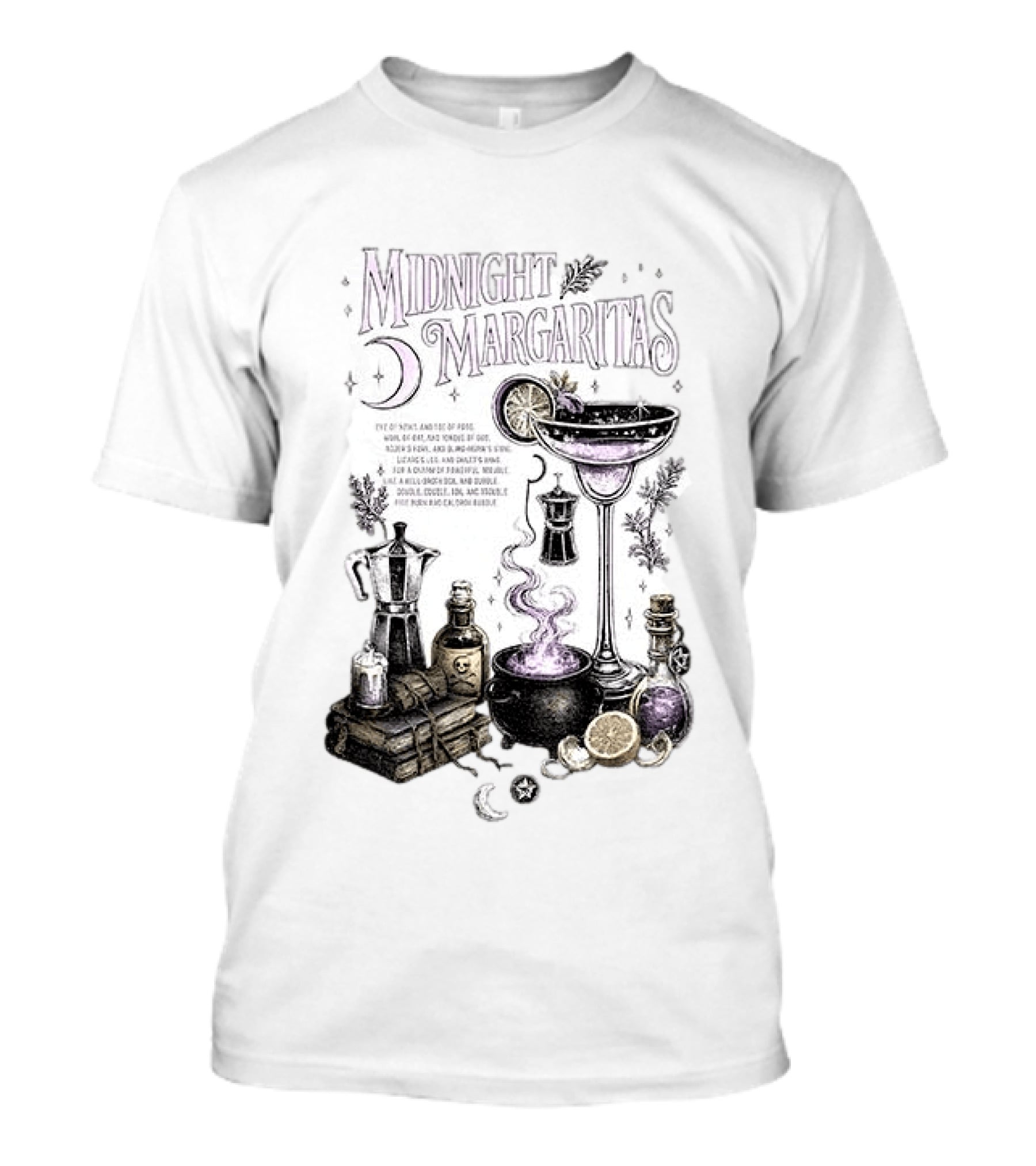 Midnight Margaritas Witchy Cocktail Cauldron Eye Of Newt Toe Of Frog Recipe Potion Essentials T-Shirt