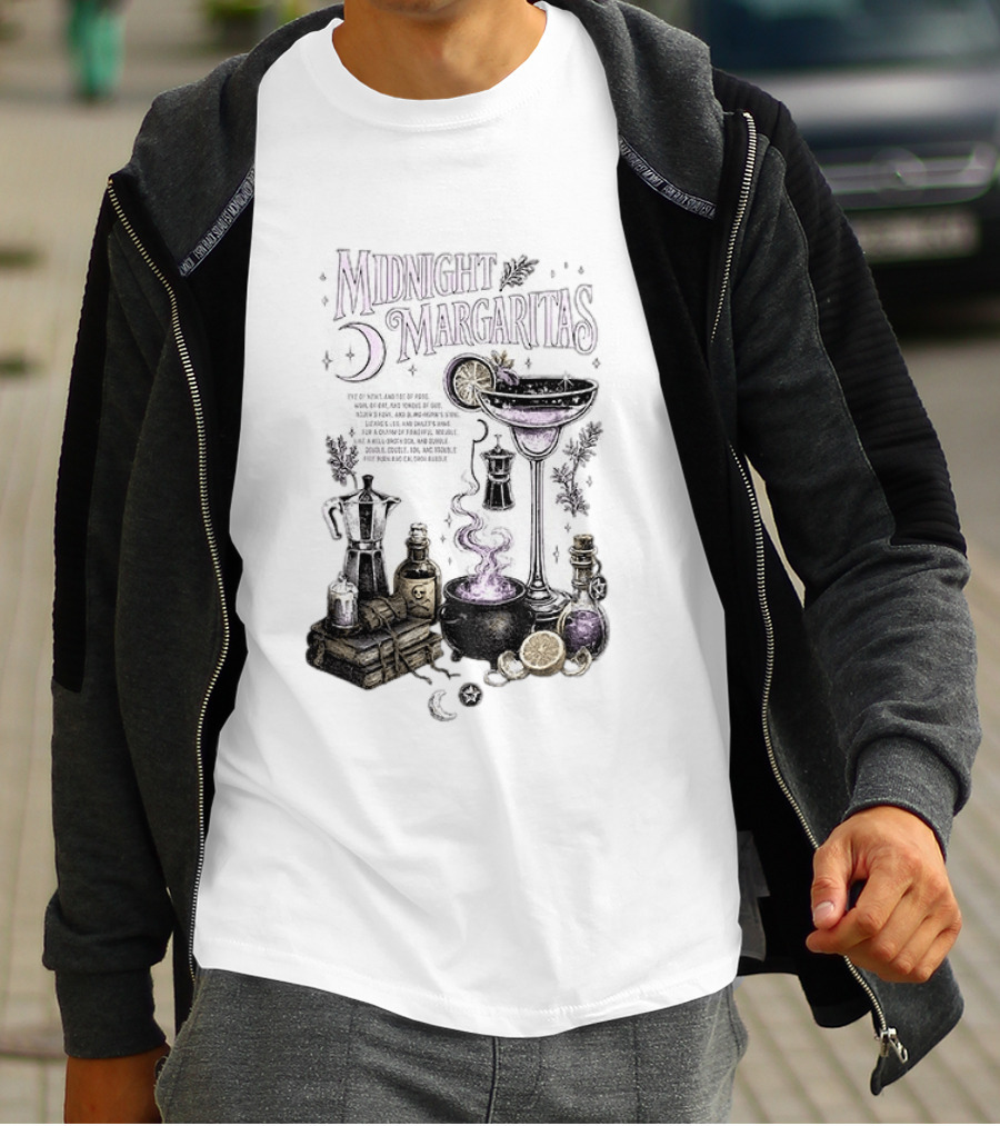 Midnight Margaritas Witchy Cocktail Cauldron Eye Of Newt Toe Of Frog Recipe Potion Essentials T-Shirt