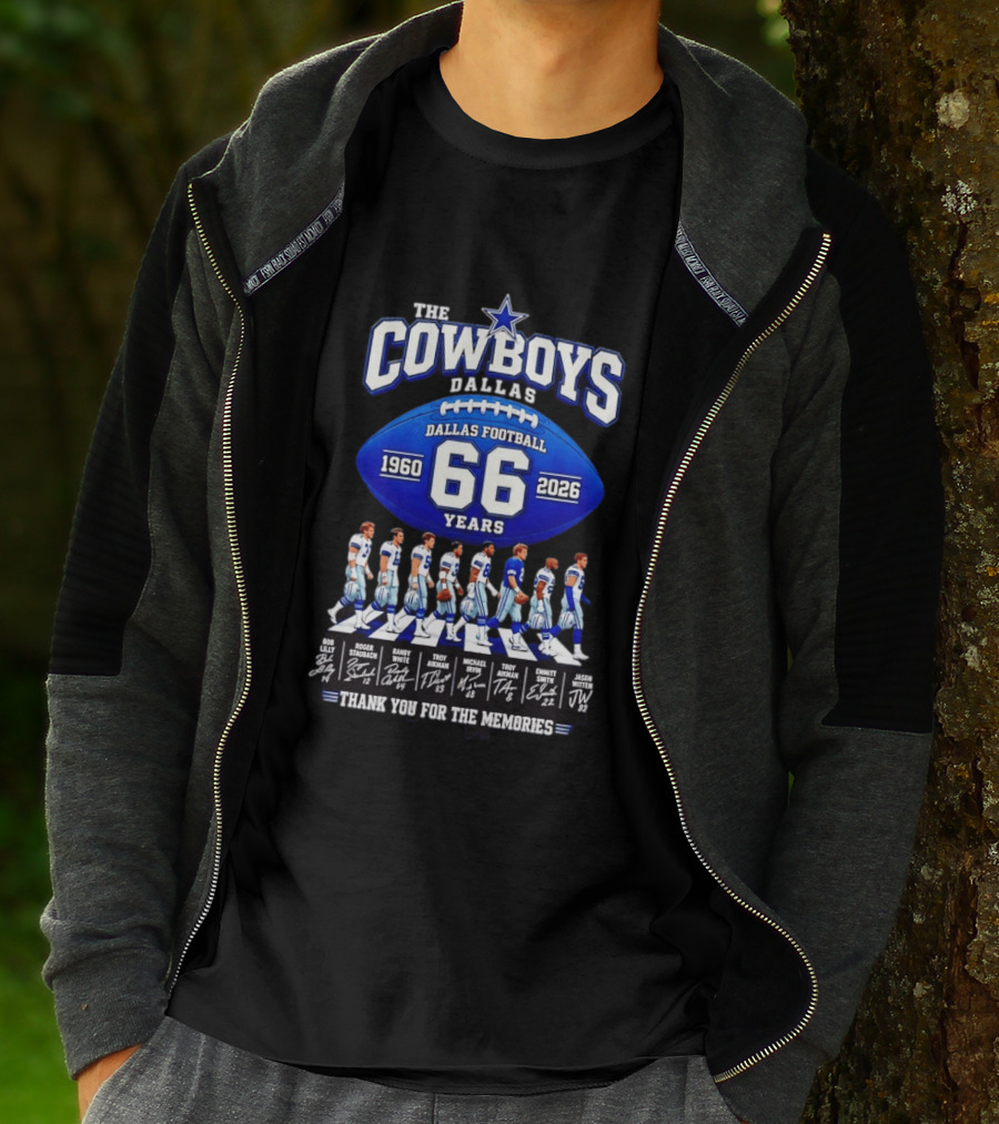 The Cowboys Dallas Football 66 Years 1960 2026 Thank You For The Memories Signatures T-Shirt