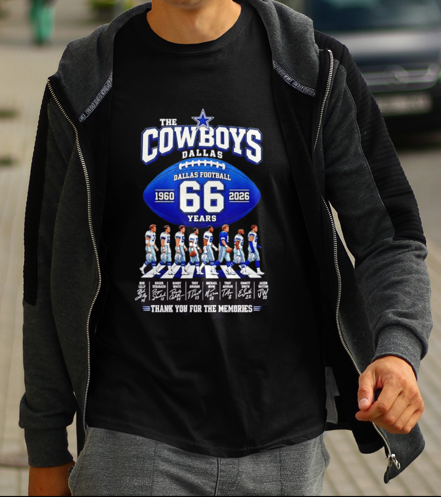 The Cowboys Dallas Football 66 Years 1960 2026 Thank You For The Memories Signatures T-Shirt