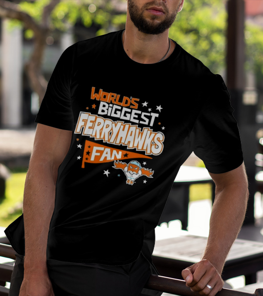 World's Biggest Staten Island Ferryhawks Fan Cartoon Pennant With Stars T-Shirt