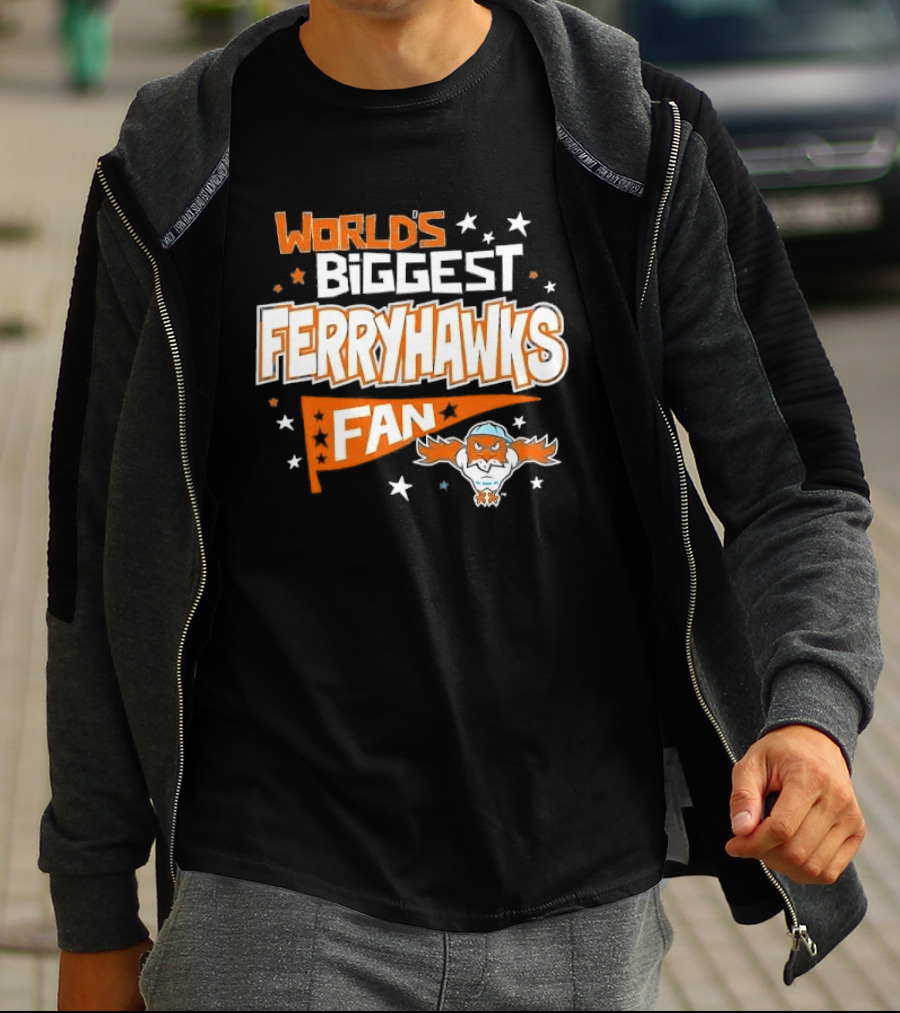 World's Biggest Staten Island Ferryhawks Fan Cartoon Pennant With Stars T-Shirt