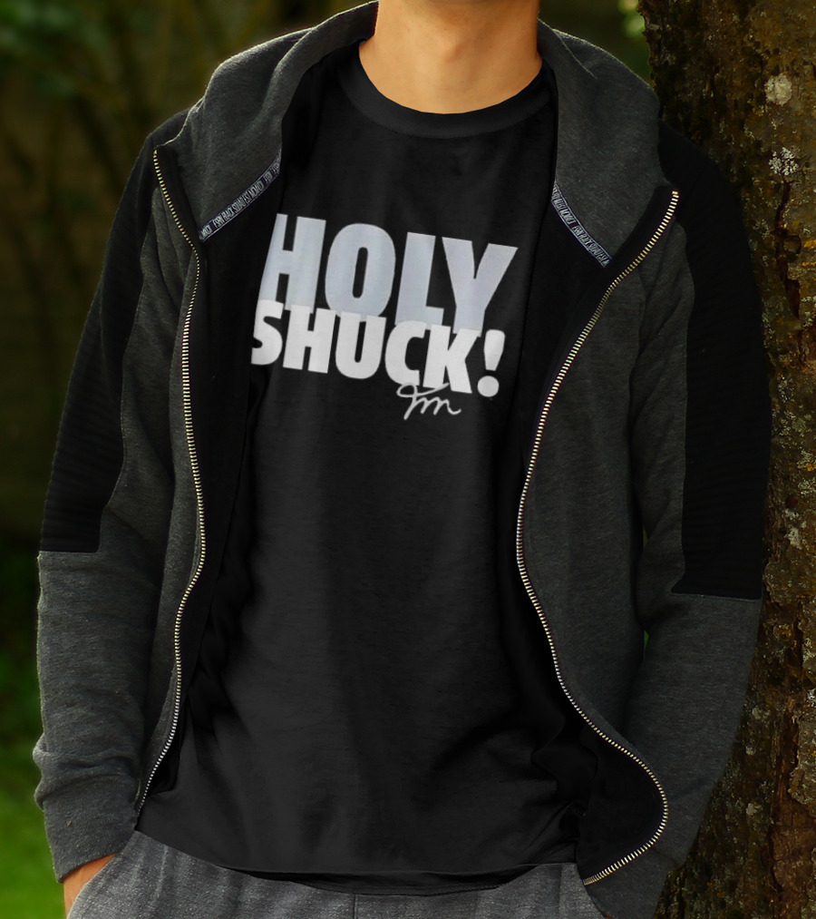 Holy Shuck Overlapping Stacked Cursive Script Signature T-Shirt