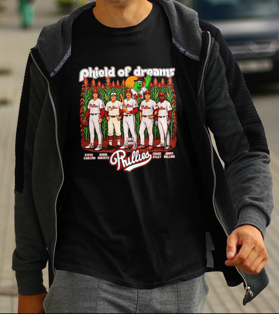 Phield Of Dreams Phillies 2026 Steve Carlton Robin Roberts Mike Schmidt Chase Utley Jimmy Rollins T-Shirt