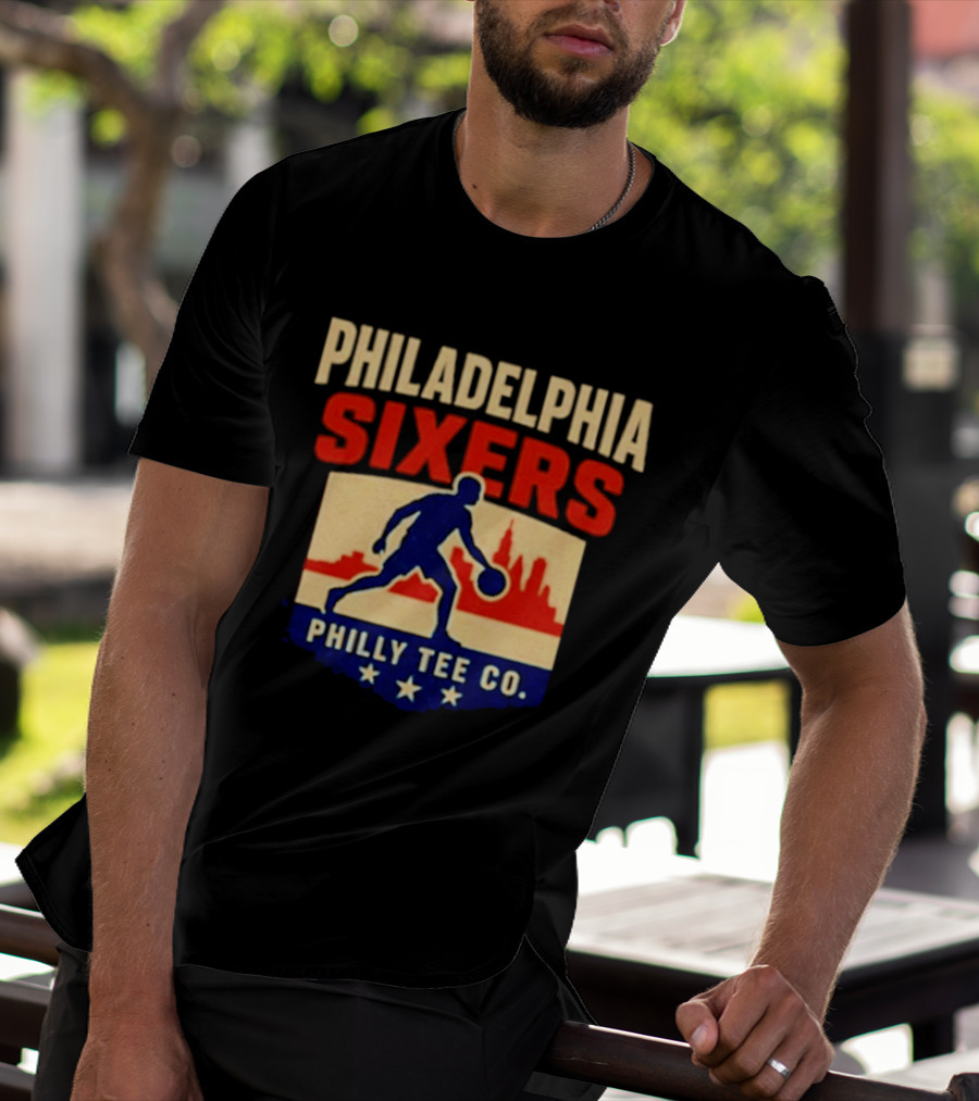 Philadelphia Sixers Dribble Philly Co Retro Skyline T-Shirt