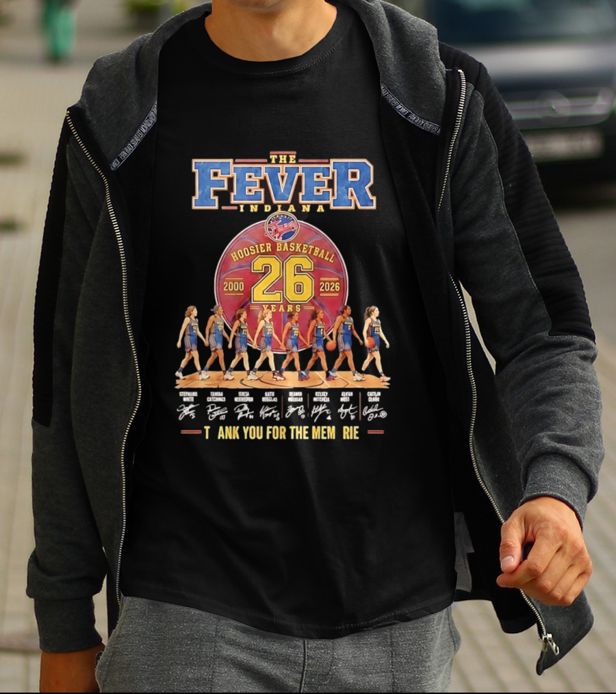 Indiana Fever 26 Years 2000 2026 Hoosier Basketball Memories Signatures T-Shirt