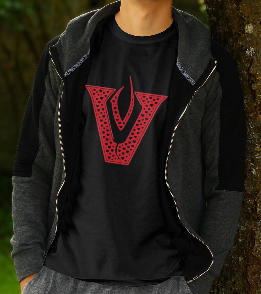 Red V Filled Hearts Flame T-Shirt