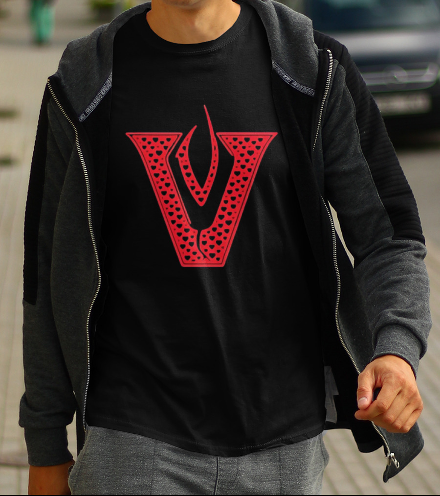 Red V Filled Hearts Flame T-Shirt