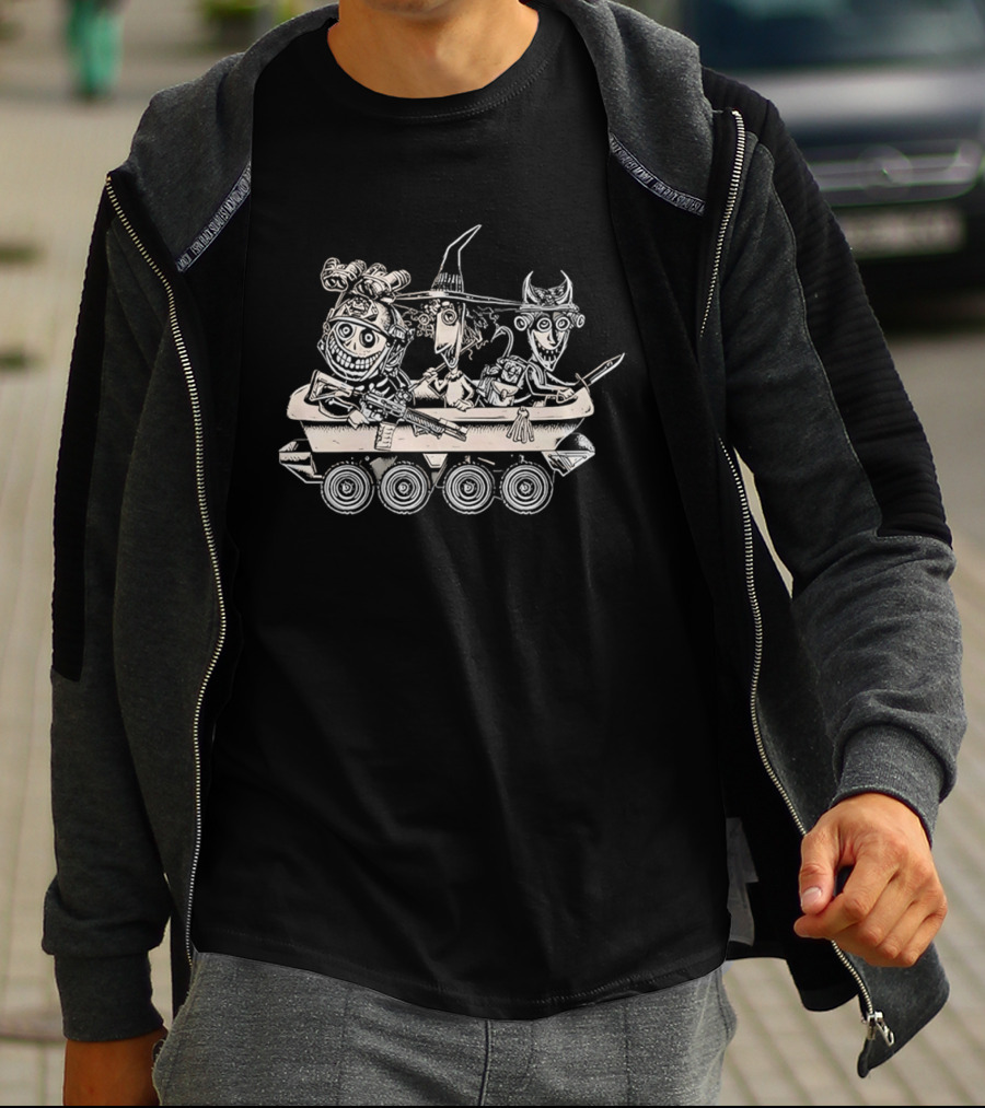 Tactical Nightmare Cartoon Characters Riding Armored Vehicle T-Shirt