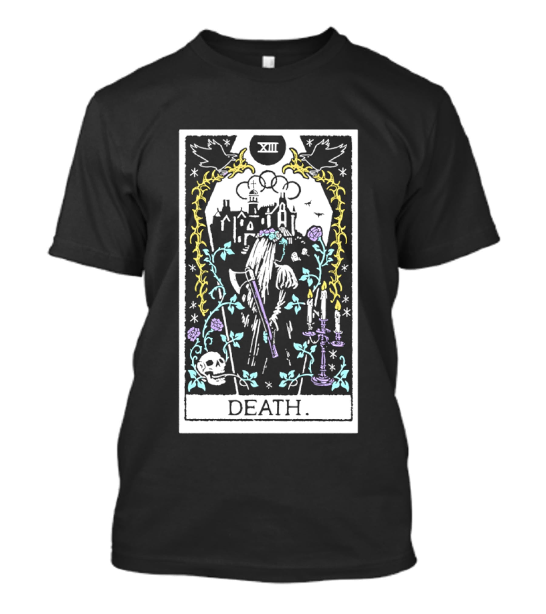 XIII Death Tarot Card Gothic Skull And Scythe T-Shirt