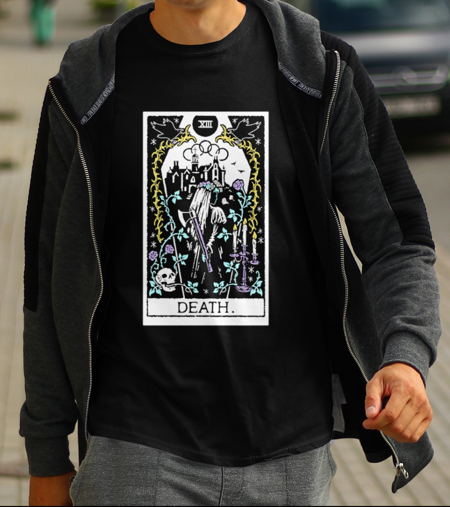 XIII Death Tarot Card Gothic Skull And Scythe T-Shirt