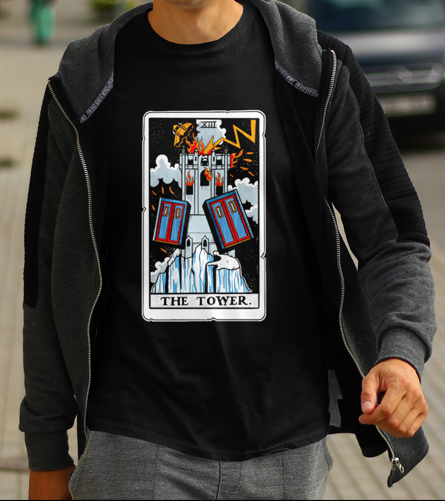 Doctor Who TARDIS Tarot Card Tower XIII T-Shirt