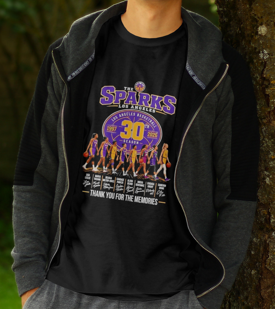 Los Angeles Sparks 30th Season 1997 2026 Basketball Thank You For The Memories Signatures T-Shirt