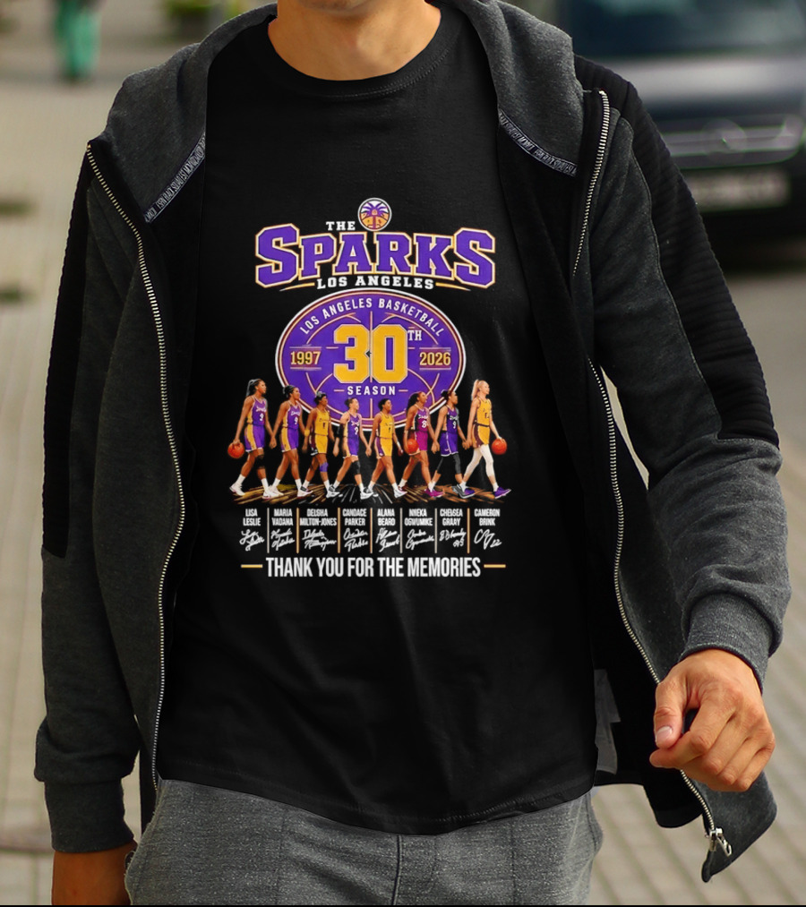 Los Angeles Sparks 30th Season 1997 2026 Basketball Thank You For The Memories Signatures T-Shirt
