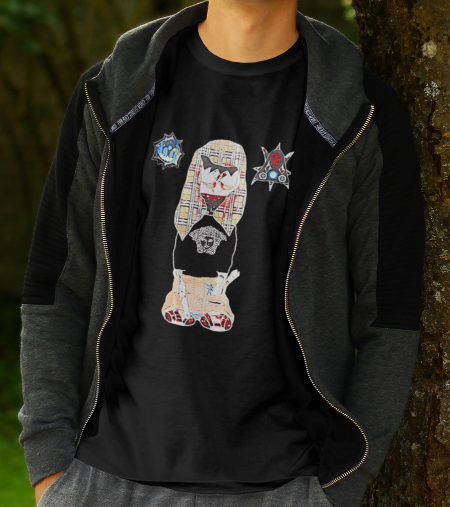Medusa Head Cotton Streetwear With Plaid Pattern And Abstract T-Shirt