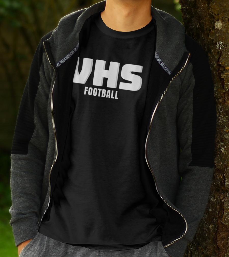 VHS Football Light Grey Textured Block Drop Shadow T-Shirt