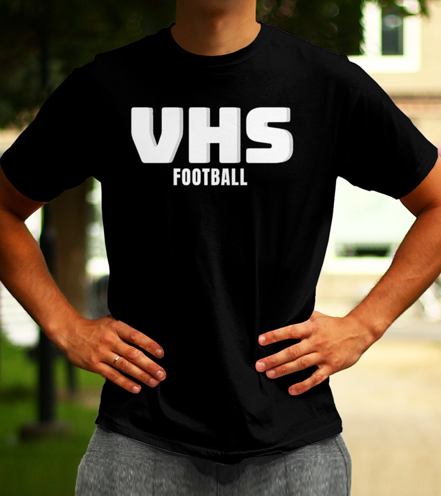 VHS Football Light Grey Textured Block Drop Shadow T-Shirt