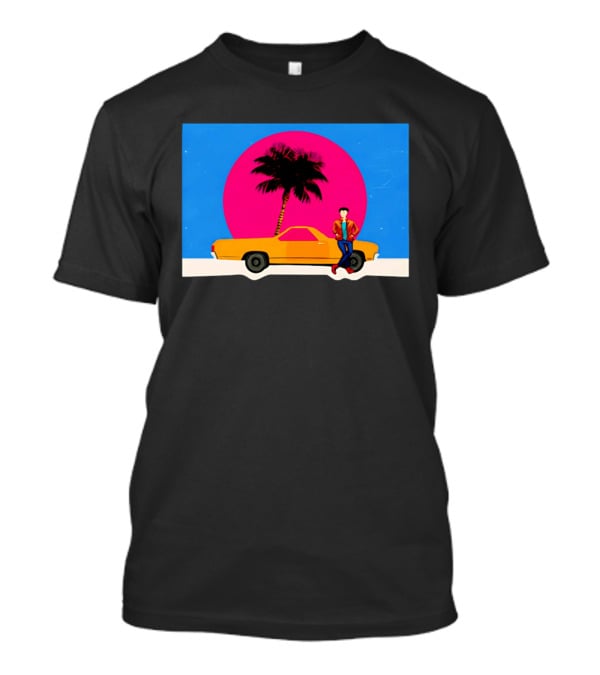 Yellow Car Palm Tree Retro Sunset Aesthetic T-Shirt