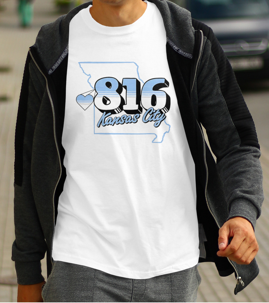 816 Kansas City Heart Map Love T-Shirt