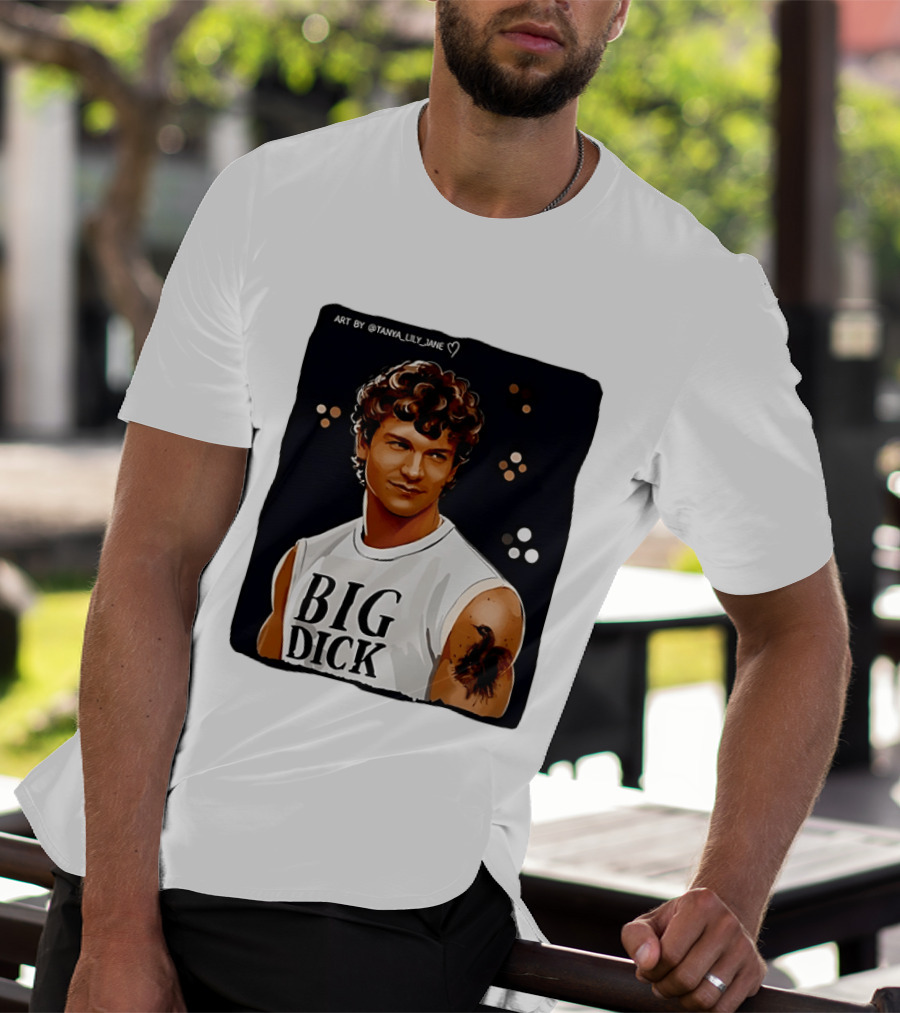 Tanya Lily Jane Big Dick Art Featuring Curly Haired Man T-Shirt