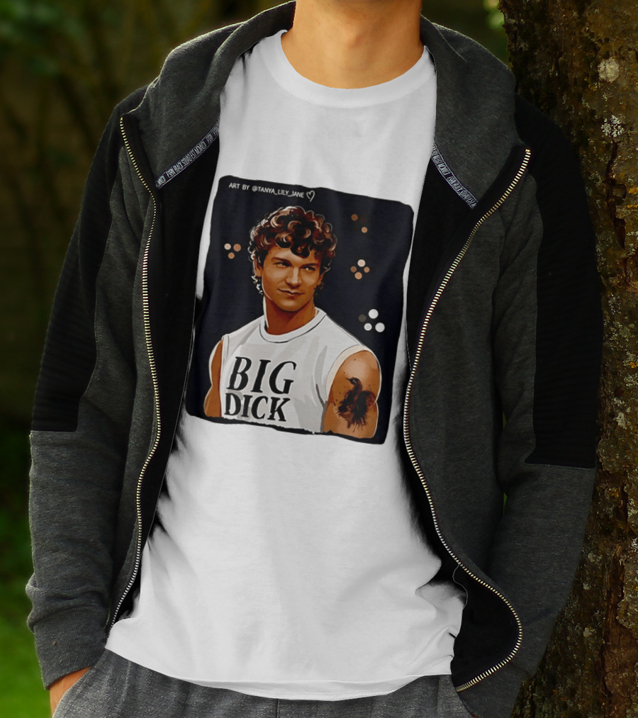 Tanya Lily Jane Big Dick Art Featuring Curly Haired Man T-Shirt