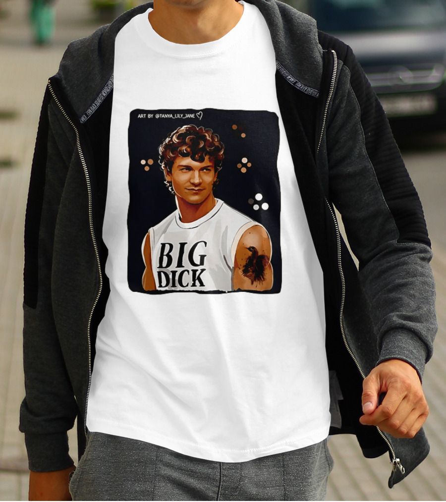 Tanya Lily Jane Big Dick Art Featuring Curly Haired Man T-Shirt
