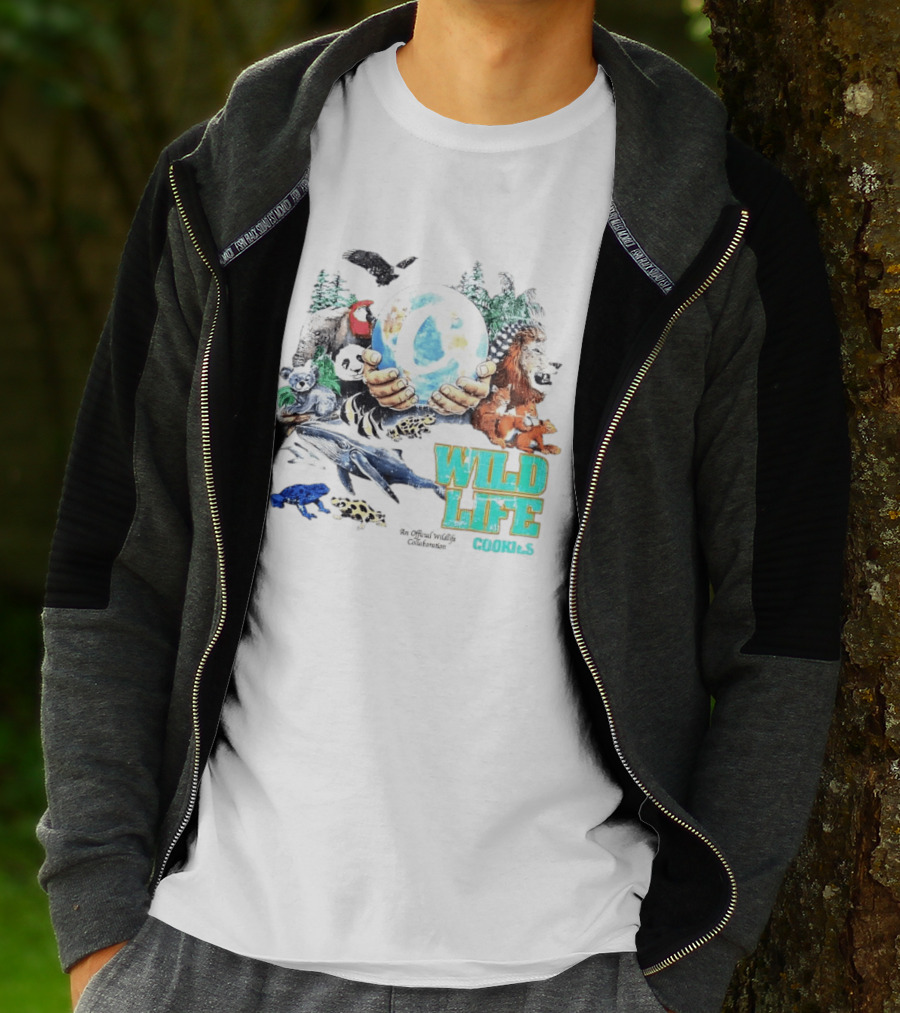 Cookies Wild Life An Official Wildlife Collaboration Hands Holding Globe Earth Animals T-Shirt