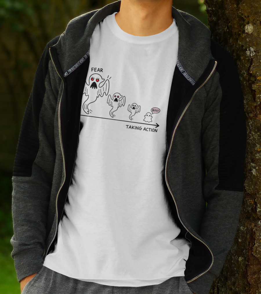 Fear Ghost Evolution Taking Action Boo Journey T-Shirt