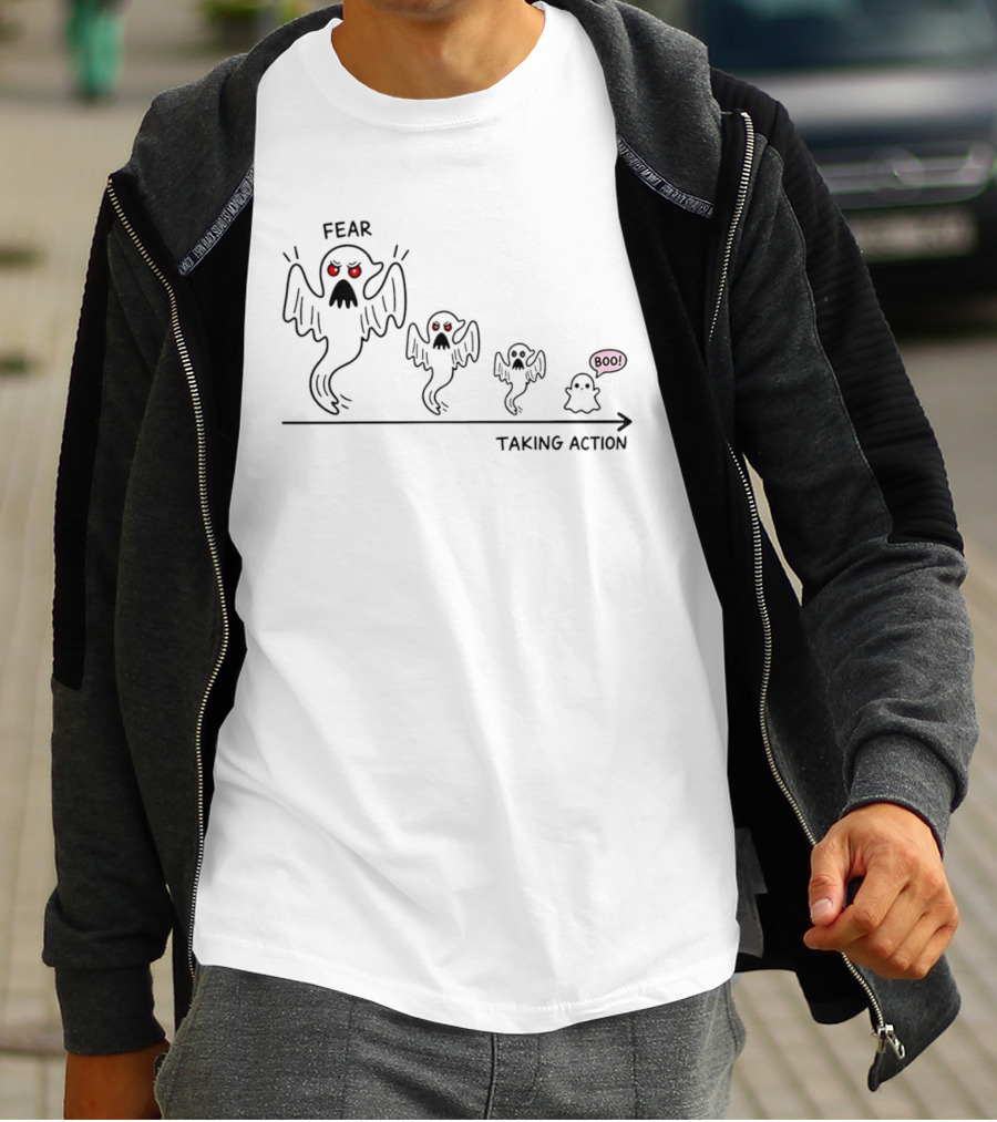 Fear Ghost Evolution Taking Action Boo Journey T-Shirt