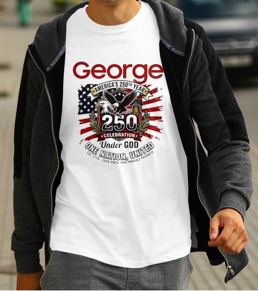George America's 250th Year 1776 2026 Celebration Eagle Flag Under God One Nation United T-Shirt