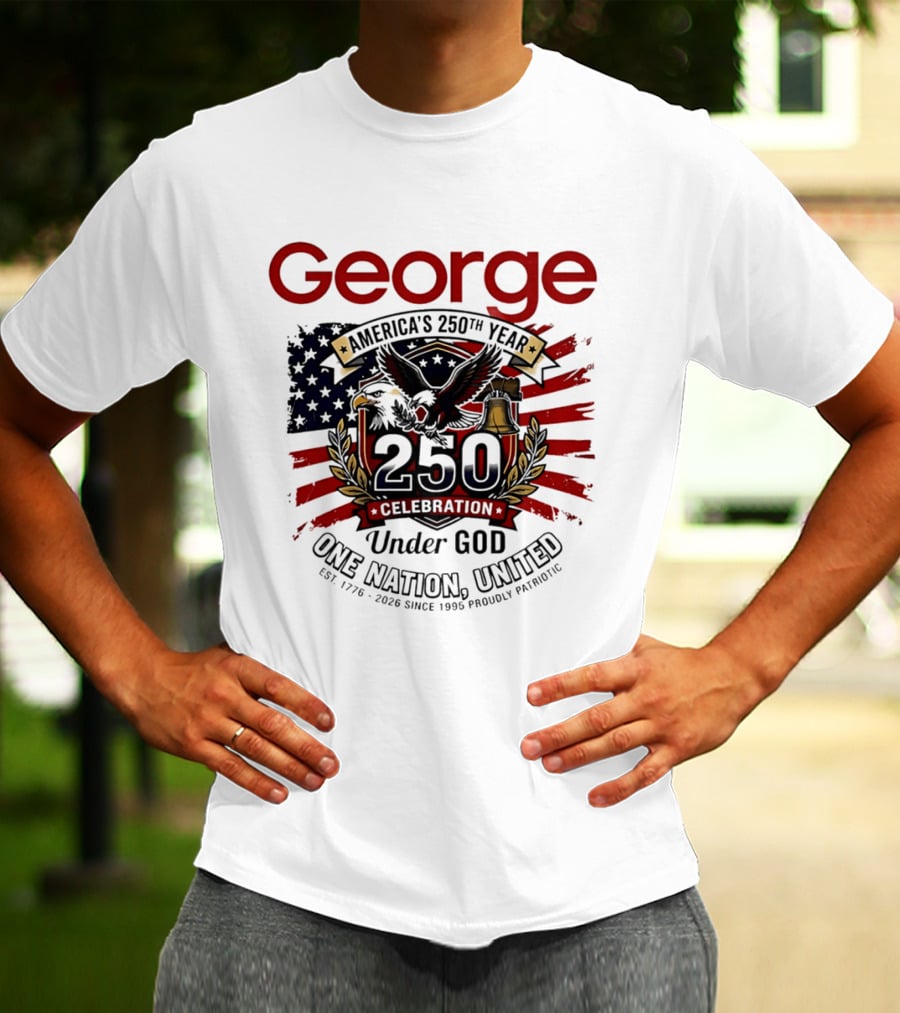 George America's 250th Year 1776 2026 Celebration Eagle Flag Under God One Nation United T-Shirt