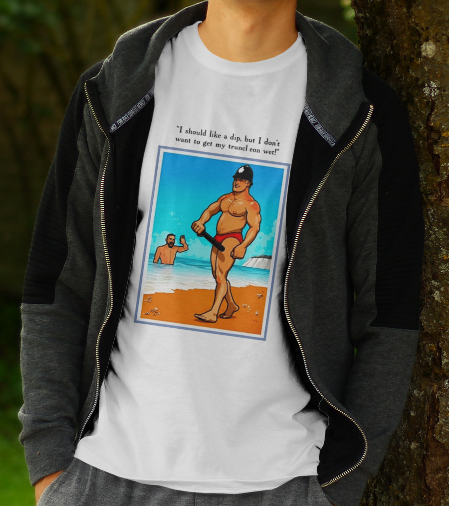 I Should Like A Dip But I Don't Want To Get My Truncheon Wet Beach Scene T-Shirt