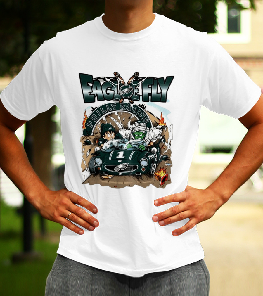 Eagle Fly Philly Racing Philadelphia Eagles Anime Characters Driving Race Car T-Shirt