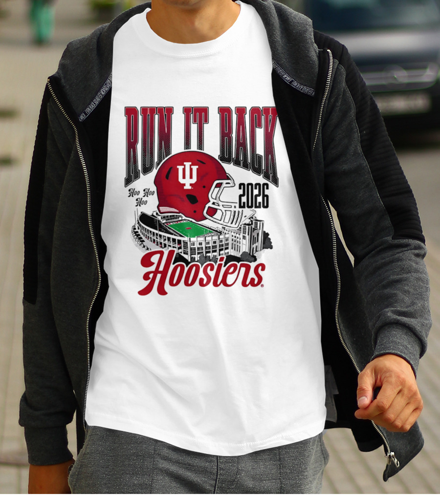 Run It Back Hoo Hoo Hoo 2026 Hoosiers Indiana University Football Stadium Helmet T-Shirt