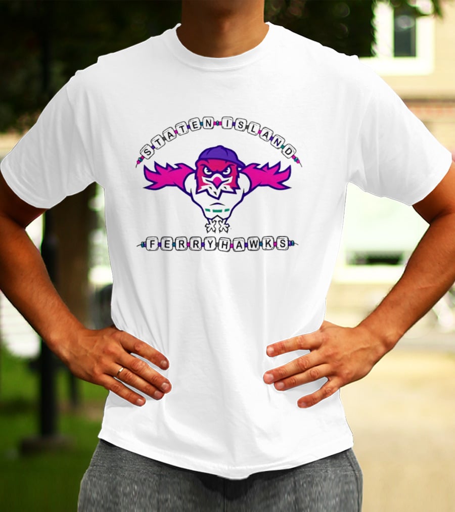 Staten Island Ferryhawks Cartoon Bird Backwards Cap Beads T-Shirt