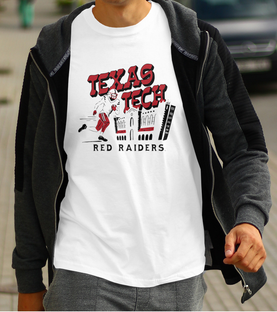 Texas Tech Red Raiders Football Player And Campus T-Shirt