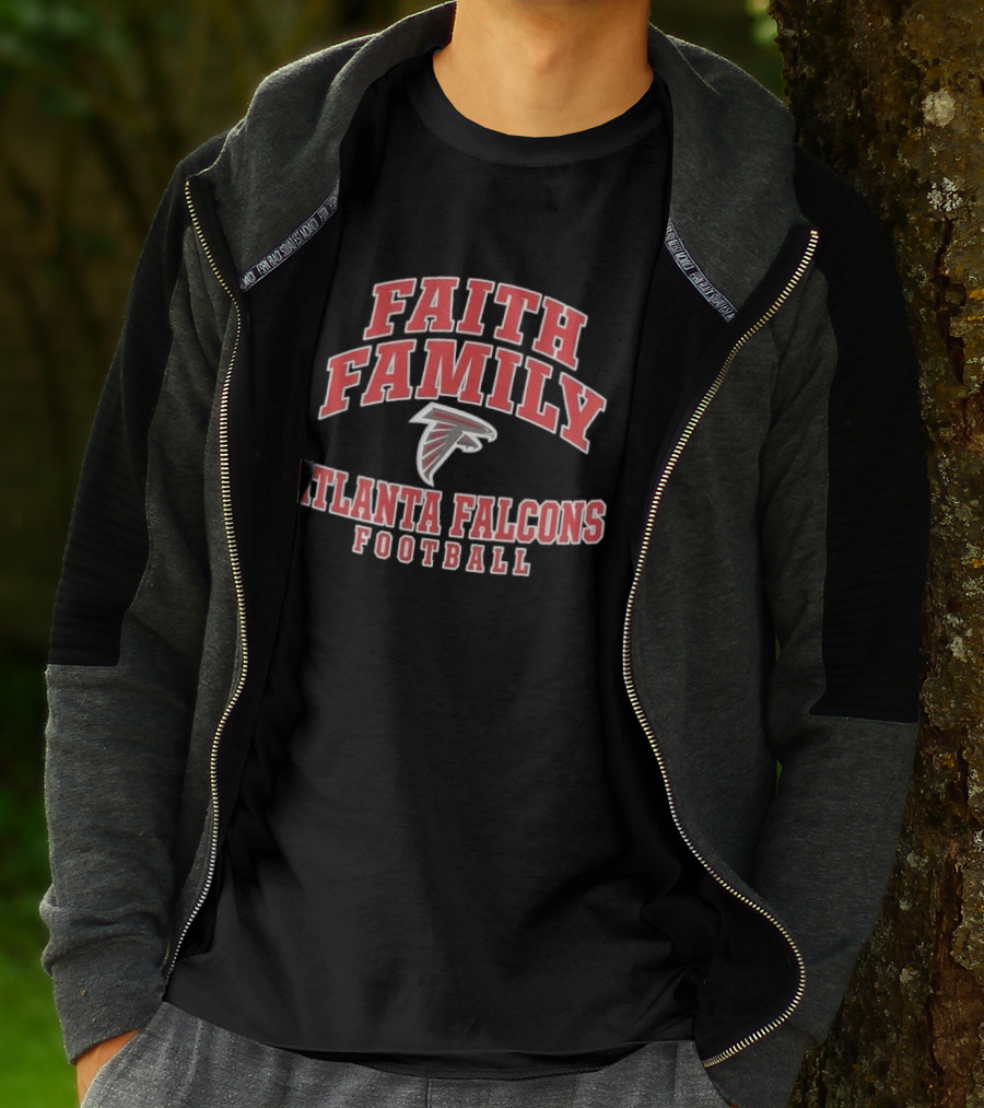Atlanta Falcons Faith Family Football Bird Distressed College Font T-Shirt