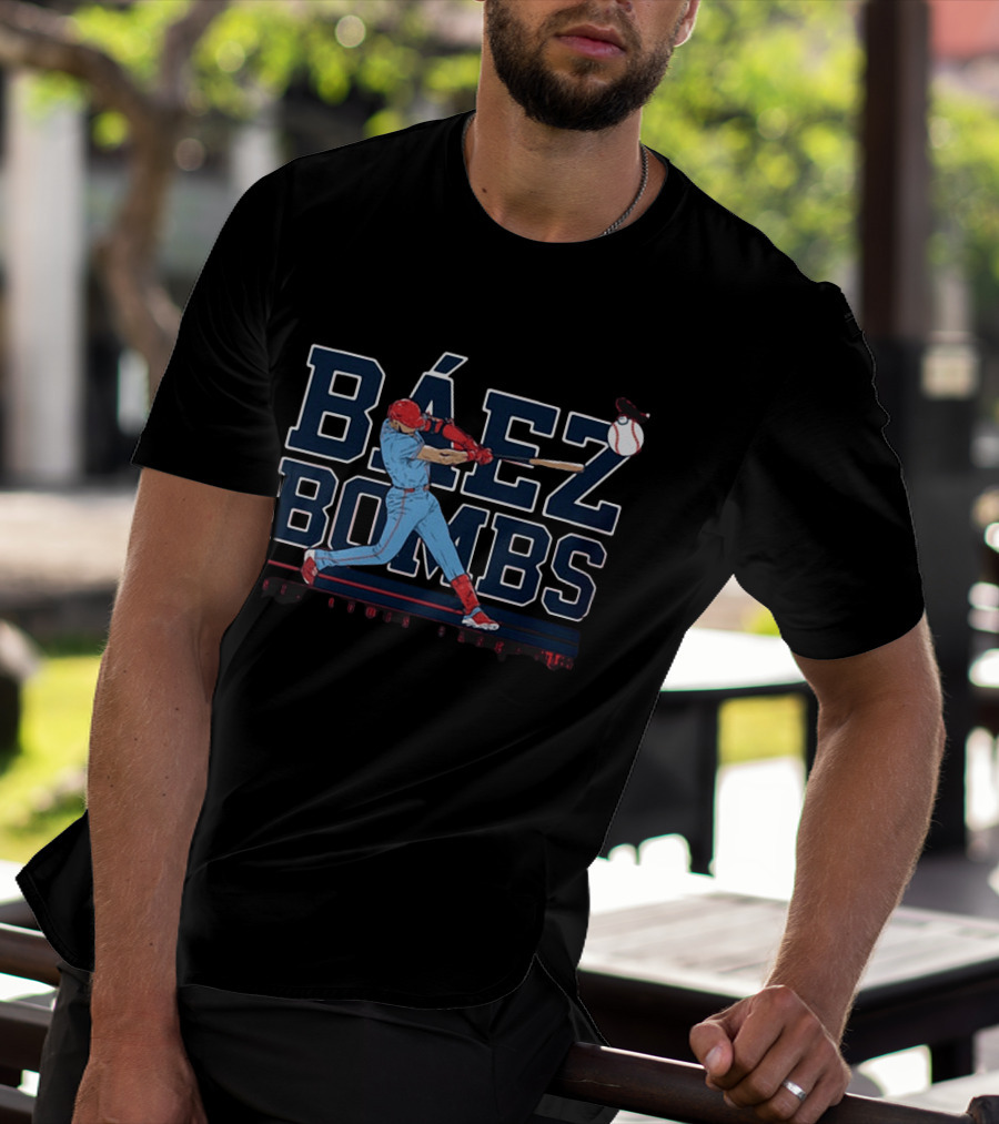 Báez Bombs St. Louis Baseball Player Swinging Bat With Flying Ball T-Shirt