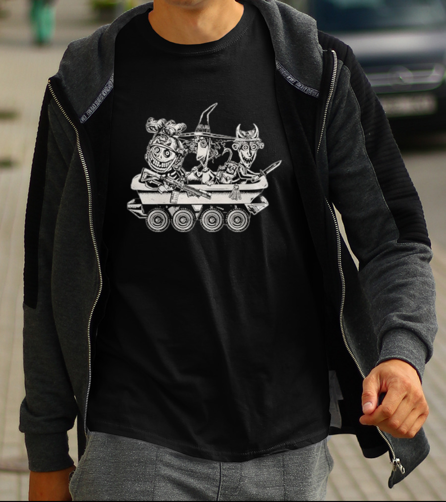 Lock Shock Barrel Tactical Bathtub Tank Black White Cartoon T-Shirt