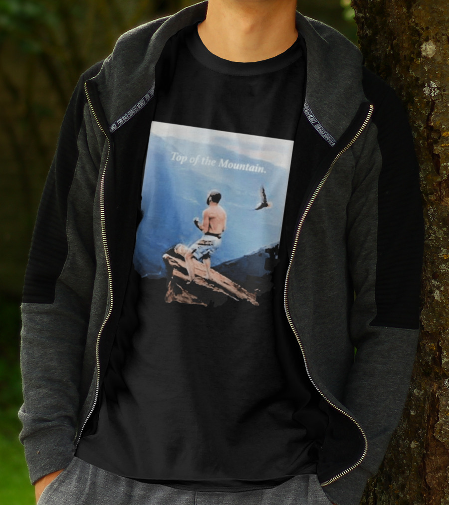Islam Makhachev Top Of The Mountain Scenic Martial Arts Triumph T-Shirt