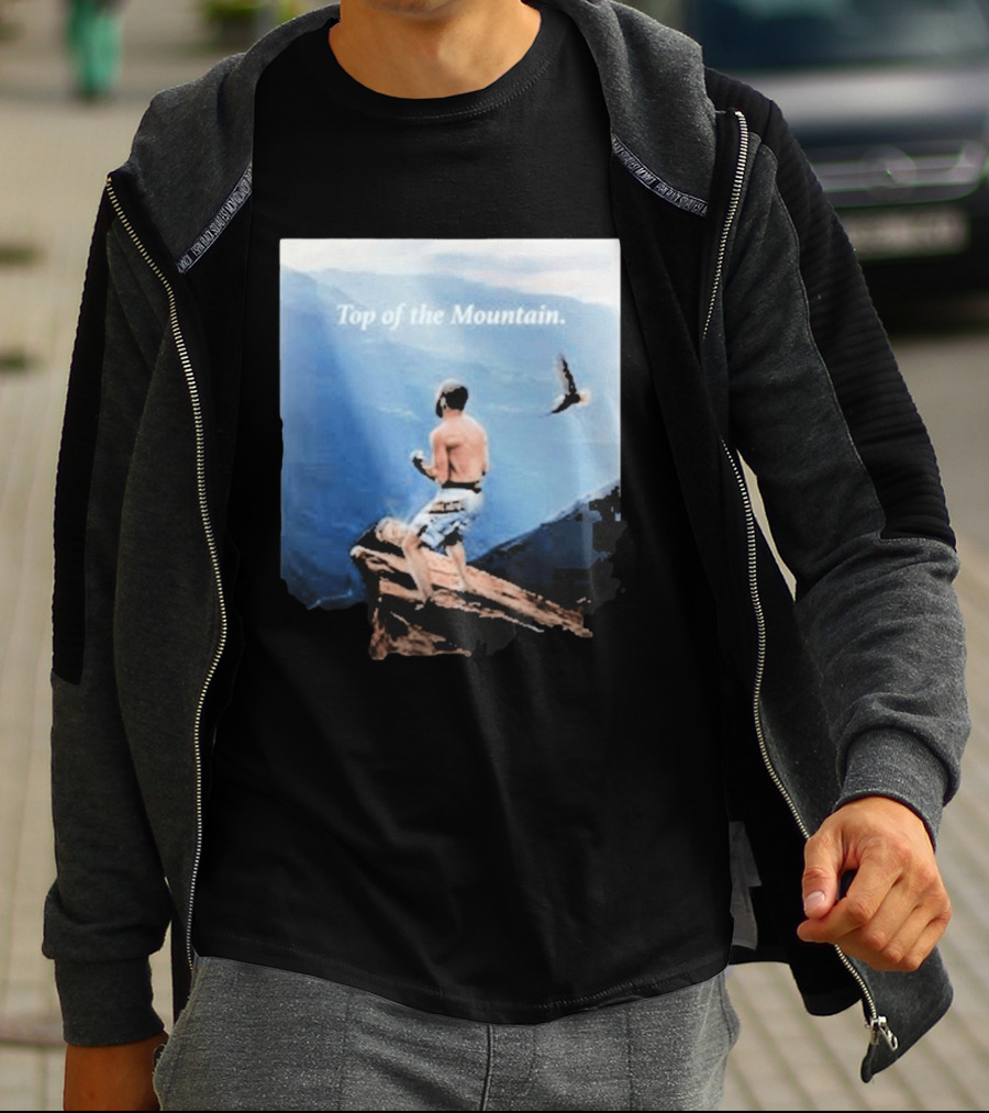 Islam Makhachev Top Of The Mountain Scenic Martial Arts Triumph T-Shirt