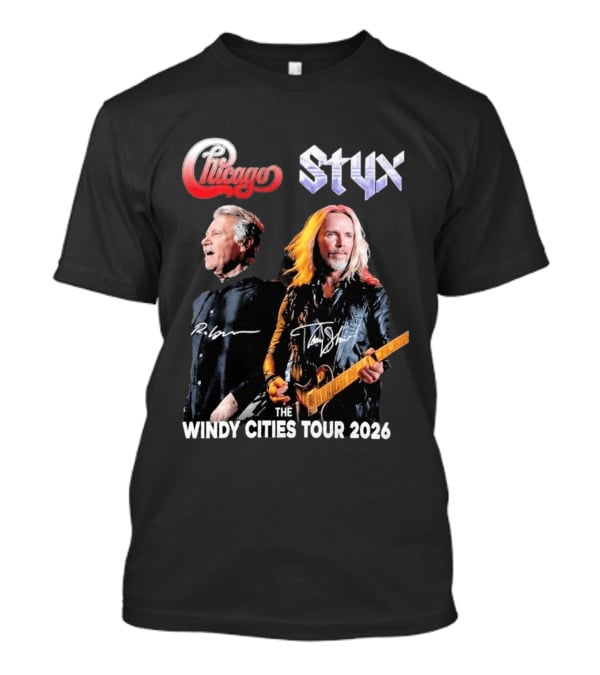 Chicago Styx The Windy Cities Tour 2026 Rock Concert T-Shirt