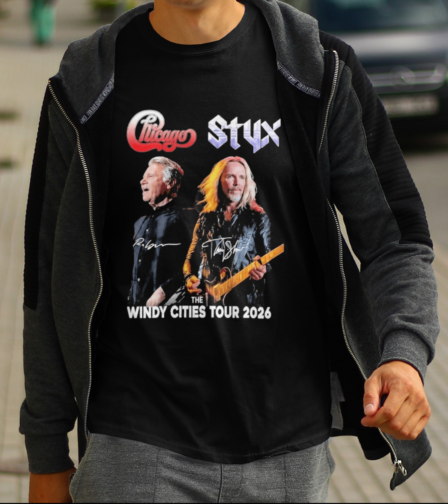 Chicago Styx The Windy Cities Tour 2026 Rock Concert T-Shirt
