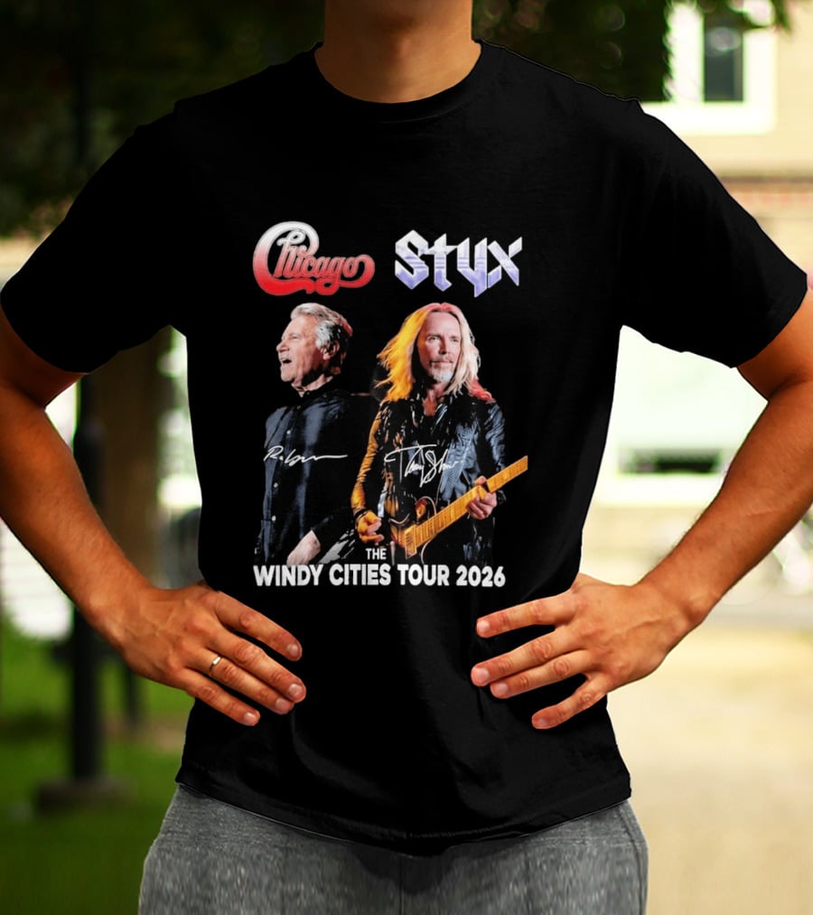 Chicago Styx The Windy Cities Tour 2026 Rock Concert T-Shirt