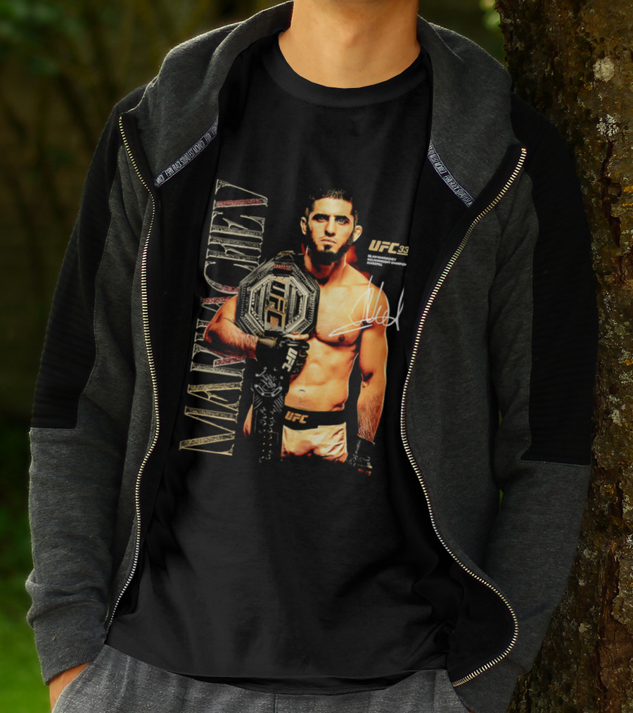 Islam Makhachev UFC Champion Signature Autograph Belt T-Shirt