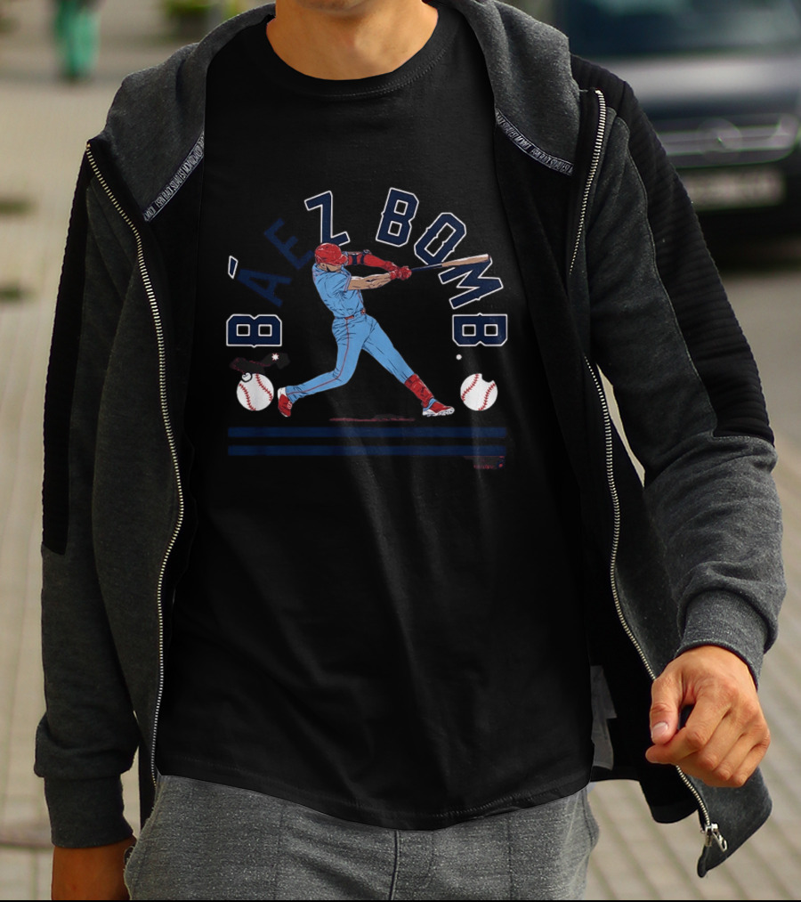 Báez Bomb Baseball Action With Home Run Swing T-Shirt