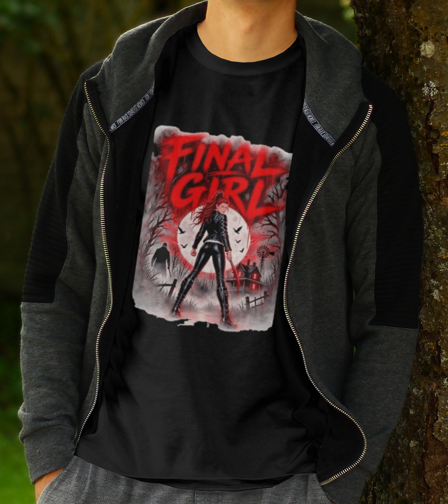 Final Girl Leather Jacket Bloody Bat Full Moon House T-Shirt