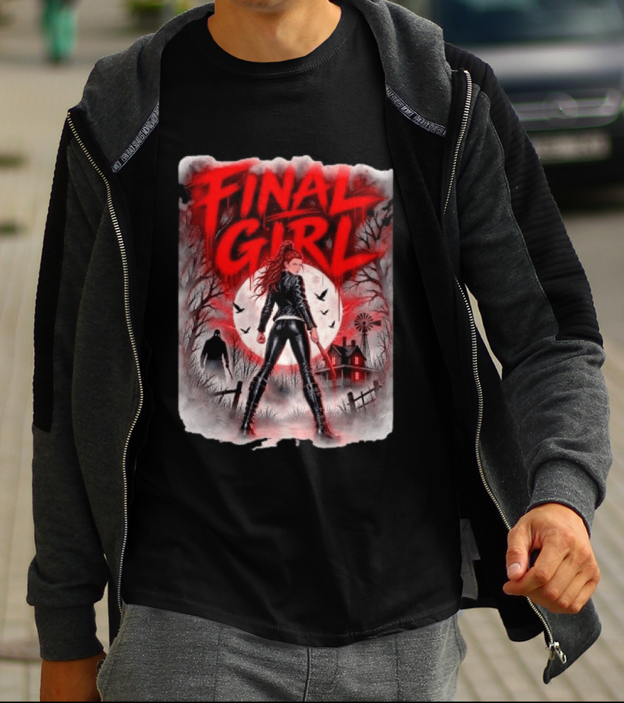 Final Girl Leather Jacket Bloody Bat Full Moon House T-Shirt
