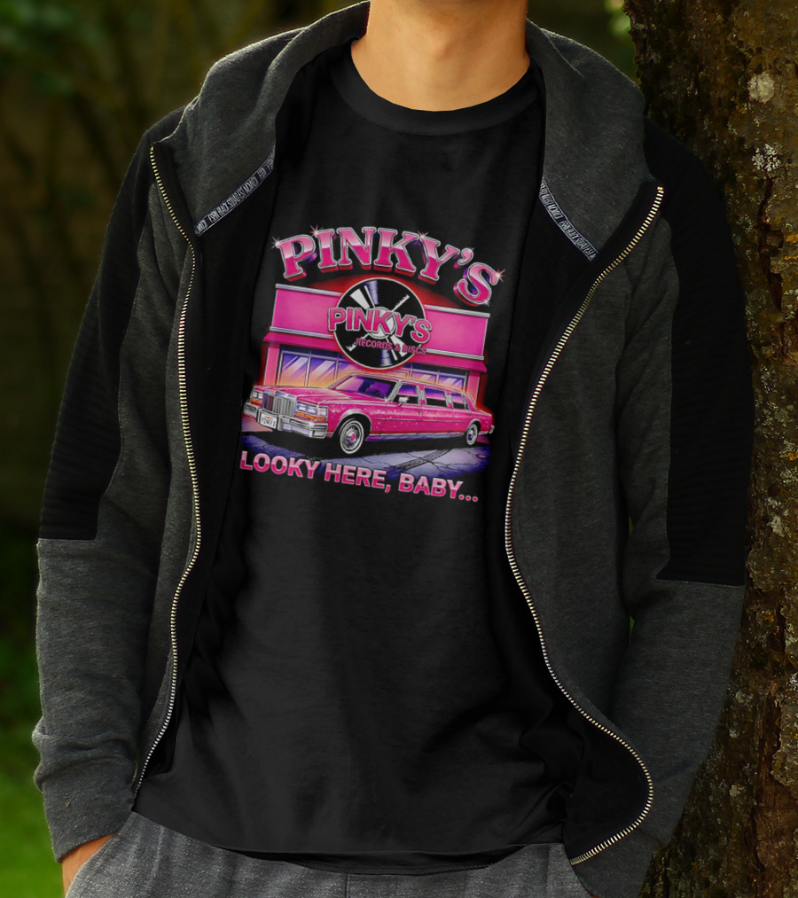 Pinky's Records And Discs Pink Limousine Looky Here Baby T-Shirt